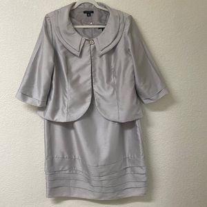Elegant Gray Women's Dress with Jacket